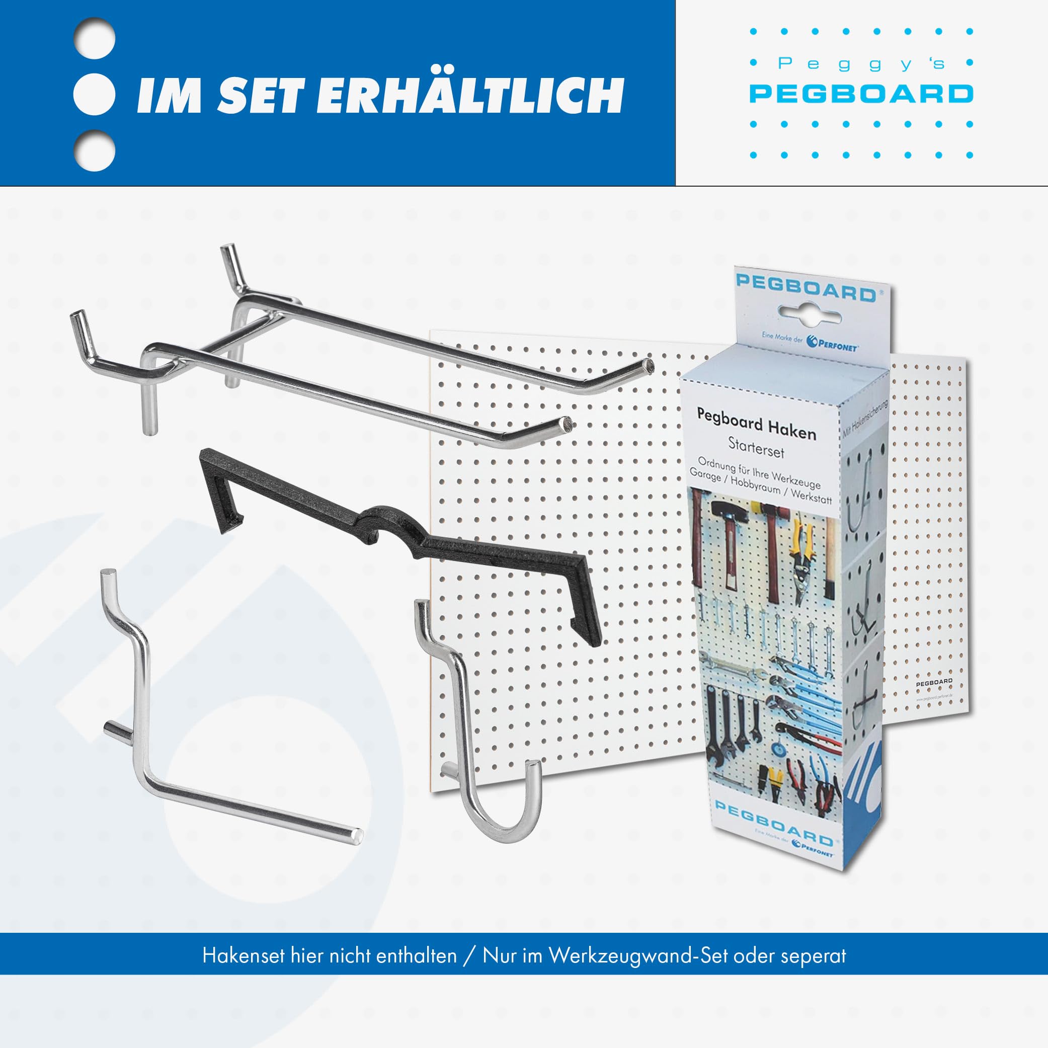 Pegboard MIDI - Panel de herramientas de madera (MDF) 100 x 60 x 0,5 cm, diámetro de 7 mm, distancia entre orificios de 25,4 mm, lacado blanco, fabricado en Alemania