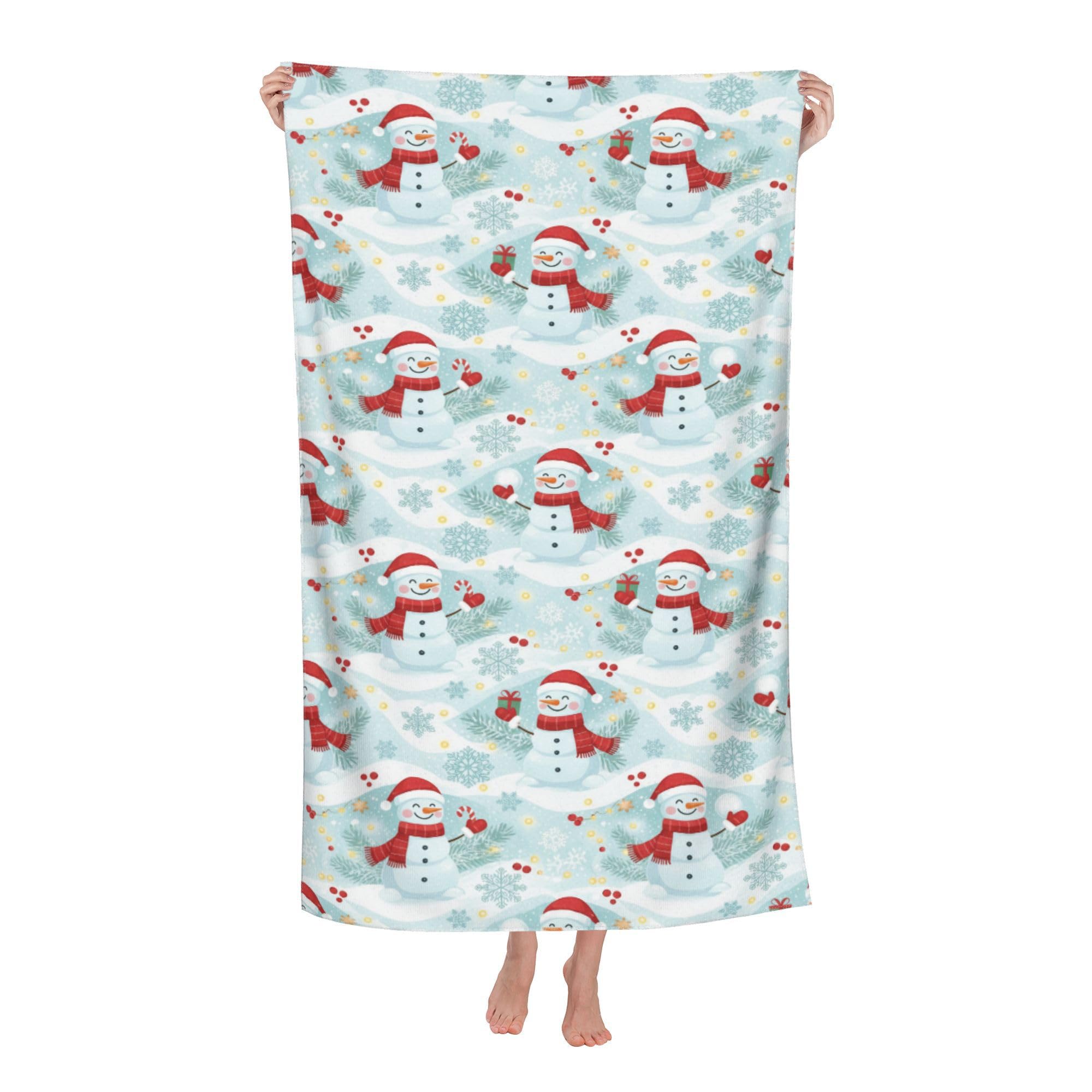 peiyeety Snowman Winter Wonderland Soft Bath Towels Absorbent Bathroom Towel for Beach Hotel Gym Spa Shower