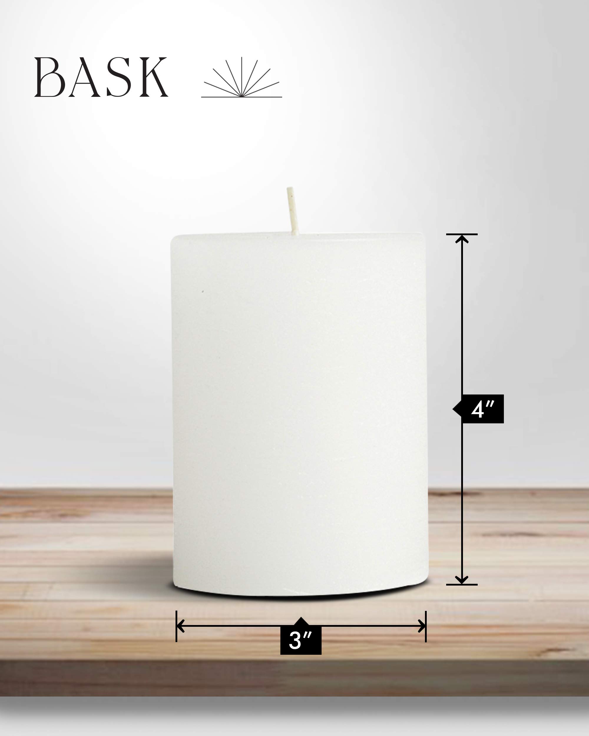 Bask - Velas moteadas de pilar, juego de 8 velas sin goteo de 3 x 4 pulgadas, sin perfume, color blanco, para decoración del hogar, relajación y todas las ocasiones