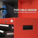 DURHAND 4 Drawer Lockable Tool Box with Metal Latch Closure and Ball Bearing Slides, 18" Portable Tool Chest with Powder Coated Finish for Garage, Household and Warehouse, Red