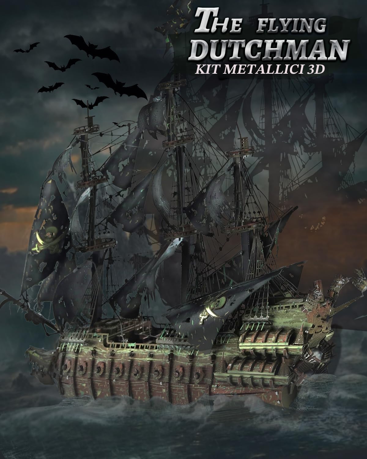 Piececool 3d Metal Puzzle Nave Pirata, L'olandese Volante 3D Puzzle Metallo per 340 Acciaio Inossidabile, 1:1 Ripristina, Regalo di Compleanno, modellismo da costruire adulti, 369 Pezzi