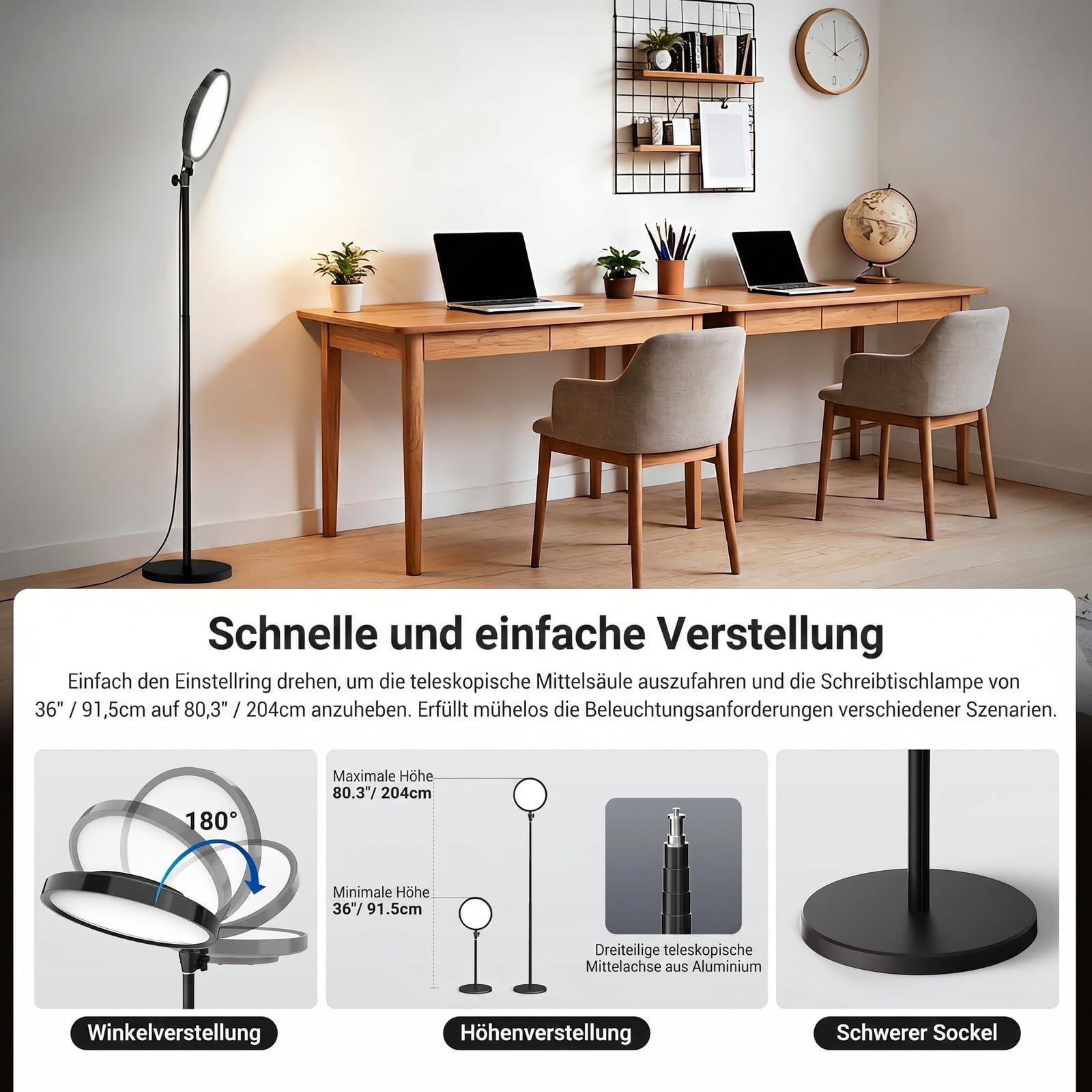 NEEWER BASICS 13" 45W Ringlicht mit 66" Ständer, 3000K-6500K CRI95+ großes Vollbild LED Panel Licht mit Handyhalterung/Fernbedienung für Videoaufnahmen Selfies Streaming Makeup Studiofotografie, BR45B