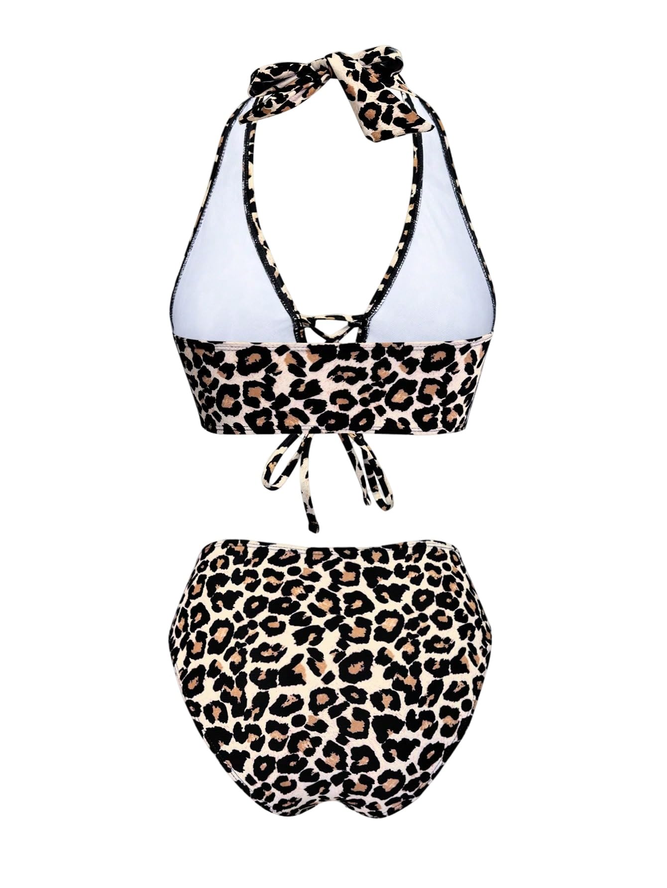 GORGLITTER Set bikini da donna, 2 pezzi, leopardato, costume da bagno intero senza ferretto, costume da bagno estivo