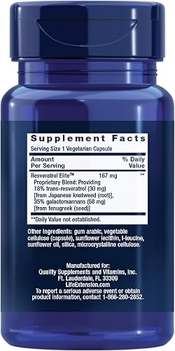 Miniatura 2 de Life Extension Resveratrol 100 mg - Transresveratrol suplementos píldoras de raíz de knotweed japonesa y fruta de uva más quercetina para la salud