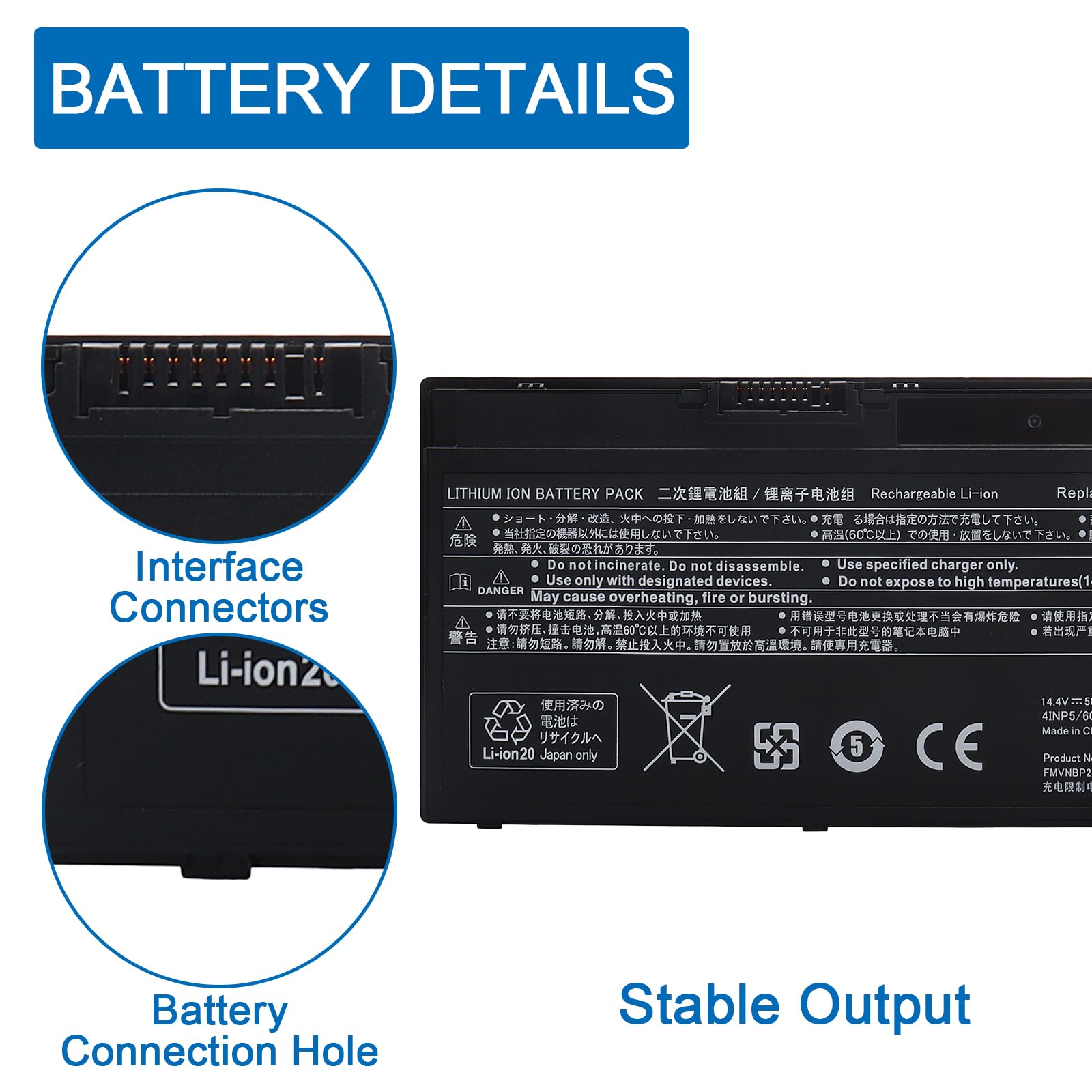 FPB0338S FPCBP529 FPCBP531 - Batteria compatibile con Fujitsu LifeBook T937 T938 T939 E448 E449 E458 E459 E441 E459 E548 E549 E558 E59 E4411 E511 E5410 E5411 E5510 E5511 U757 U758 U747 U748 U749