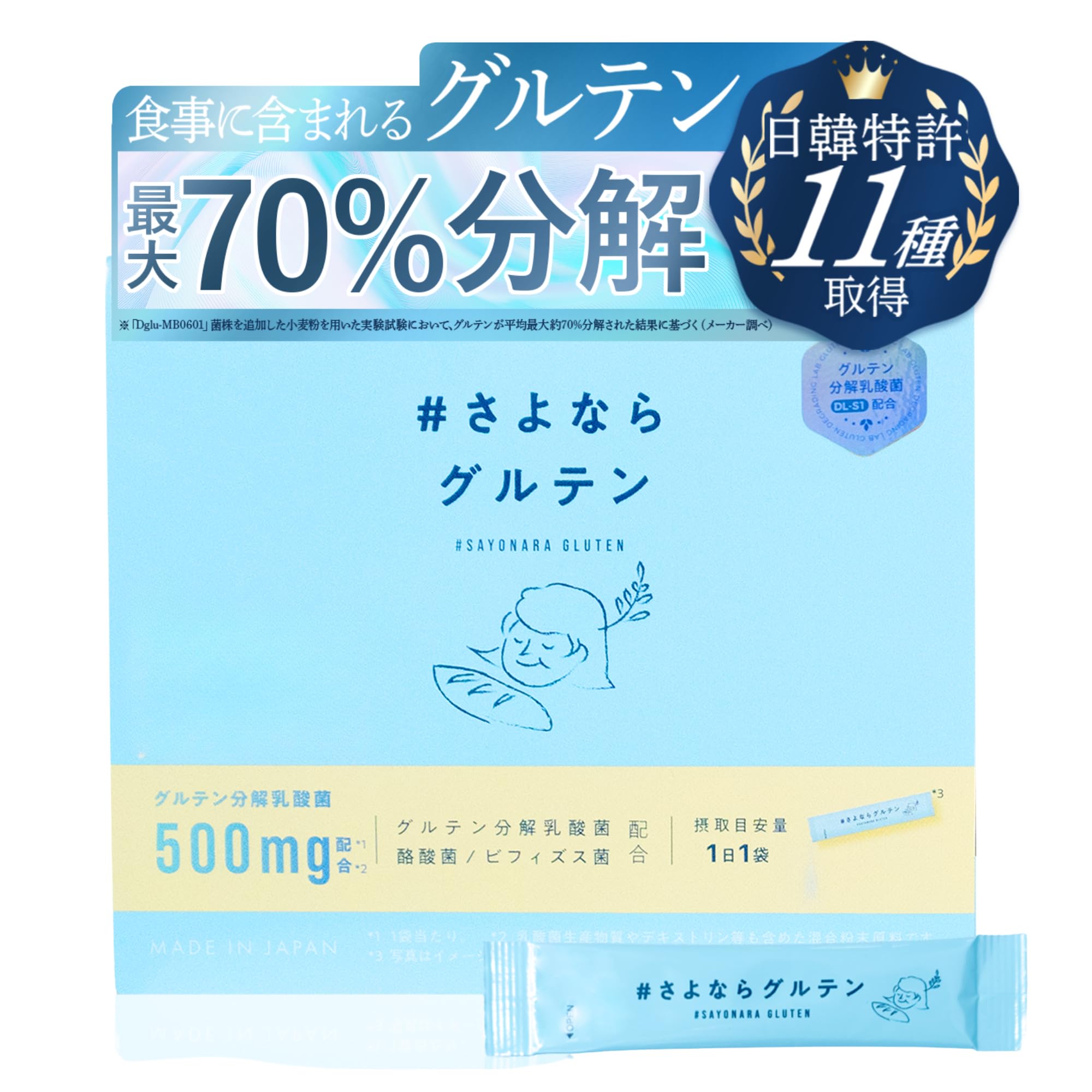 さよならグルテン 世界初 グルテン最大70%分解 グルテン分解乳酸菌500mg…