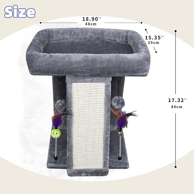 Torre para gatos con rascador, gris miniatura 2