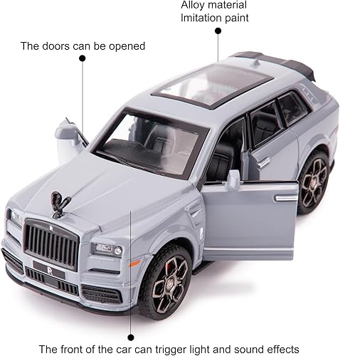 Miniatura 5 de BDTCTK Compatible con el modelo de automóvil Rolls-Royce Cullinan 136, auto de juguete fundido a presión, puertas abiertas, luz y sonido, juguetes