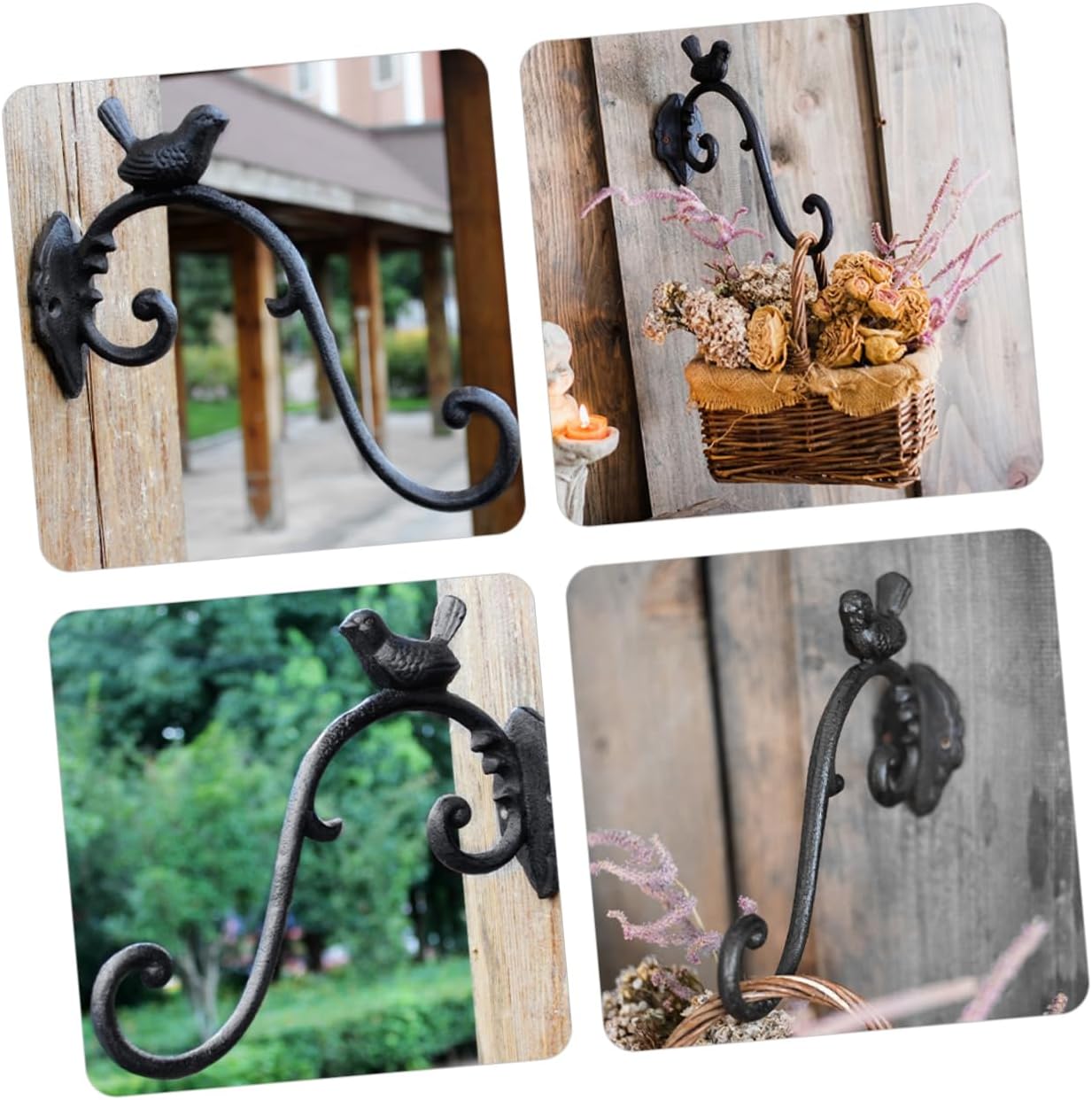 Hanging Plant Bracket Wall Hook for Indoor and Outdoor Use Decorative Cast Iron Support for Flower Baskets Lanterns and Wind Chimes Easy to Install Stable and Lightweight