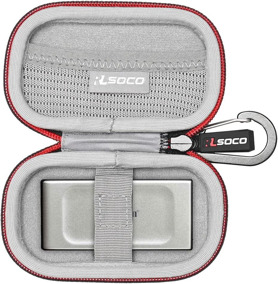 RLSOCO Case for Kingston XS1000/XS1000R/XS2000 External Solid State Drives | Travel Organzier Case Cover Shockproof, Dustproof, Water-Resistant Storage Pouch with Carabiner