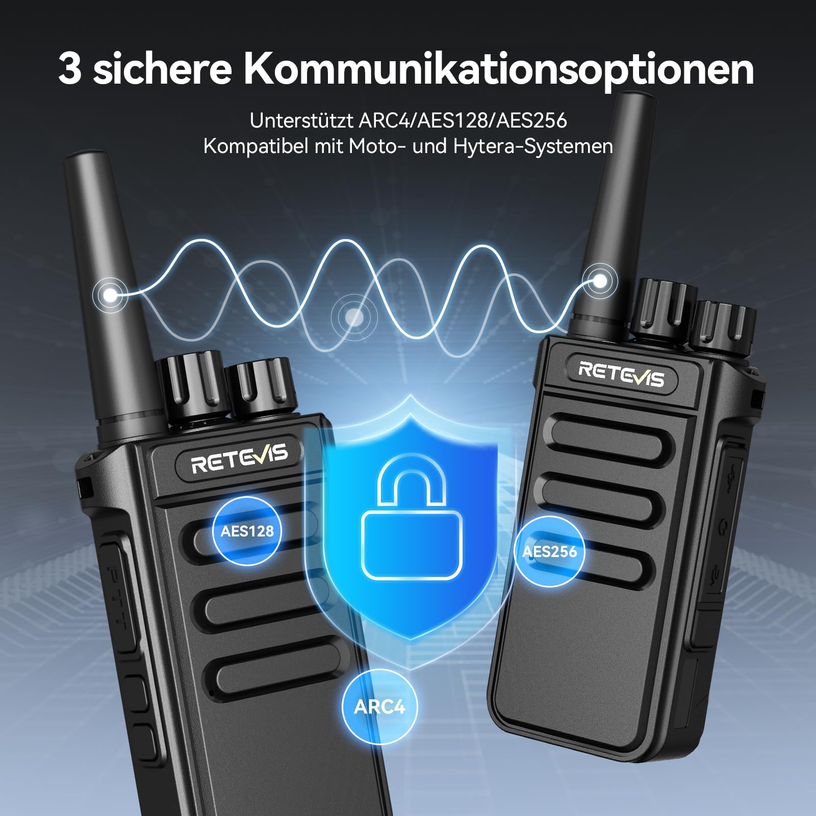 Retevis MateTalk P64 Digitales Funkgerät Lizenzfrei, Professionelles Walkie-Talkie Kompatibel mit Motorola, Gruppenruf, Sicherheit, Kommerzielles Funkgerät für Hotels und Immobilien (2er-Pack)