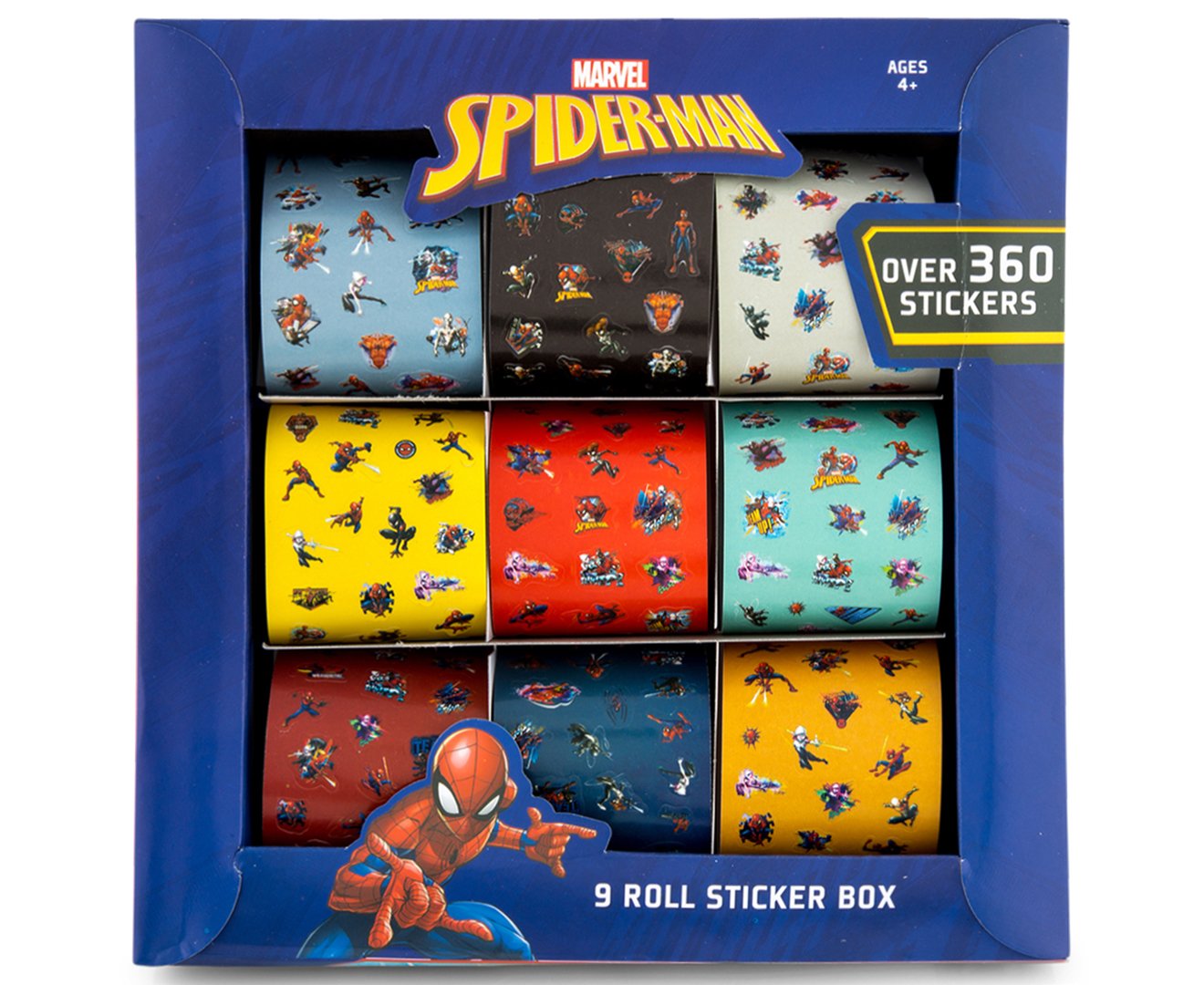 Hasbro Spiderman Stickers 9 Rolls Over 360 Stick On Decals of Super Hero
