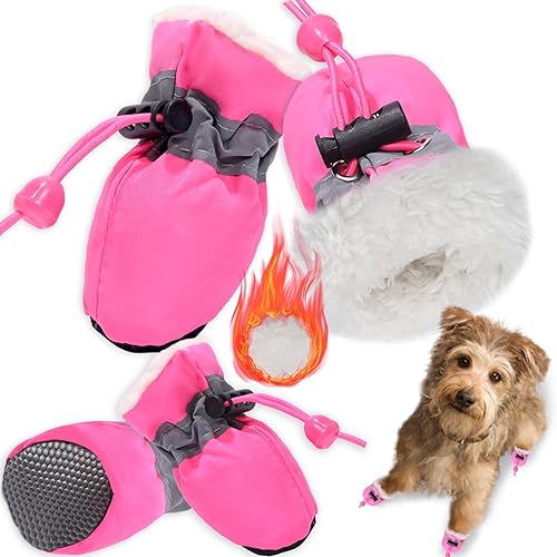 Botas de nieve para perro, botas de nieve para perros de invierno, botas y protector de patas, botines cálidos para perros con tira reflectante,