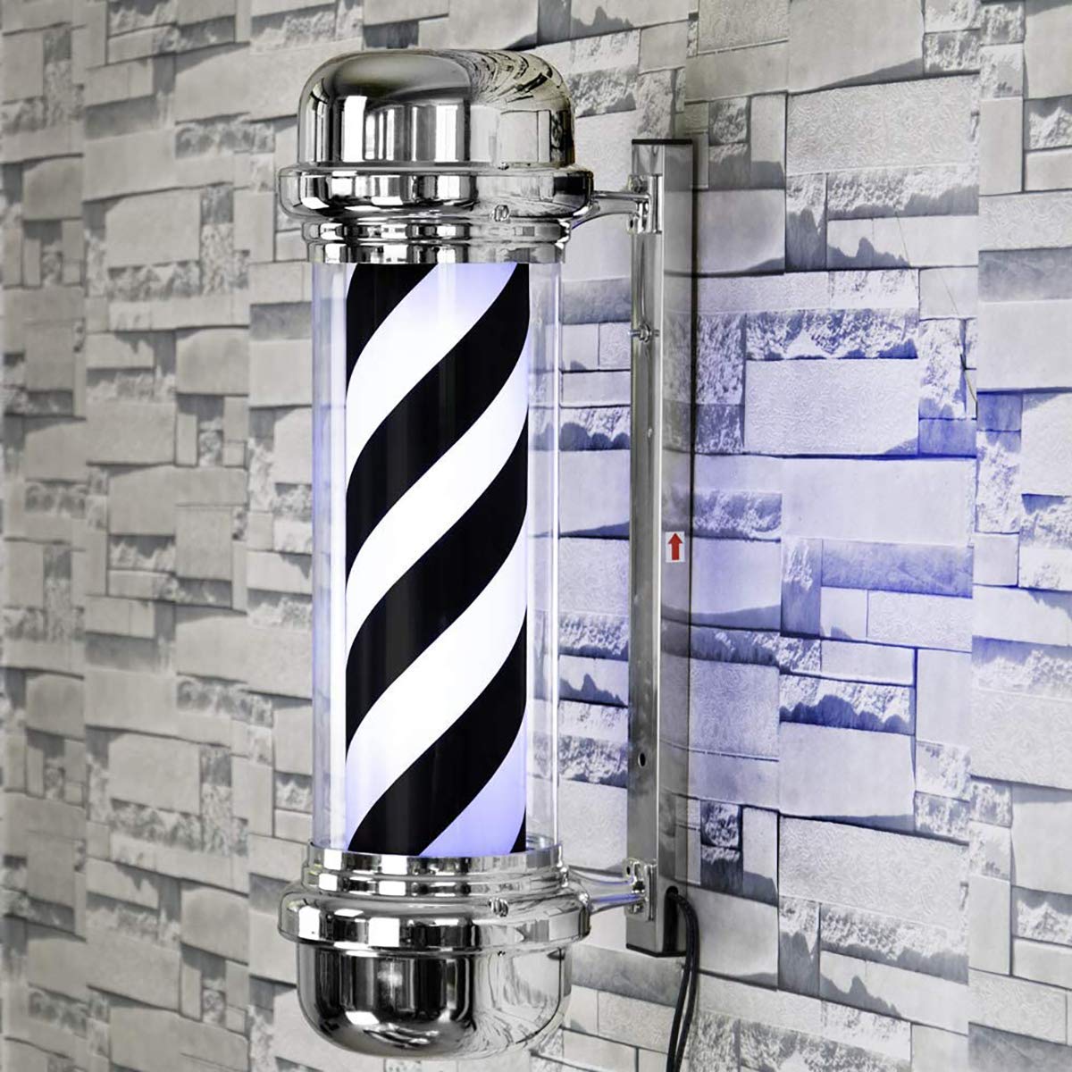 73CM LED Barber Pole 38CM Bianco Nero Rotante Strisce illuminanti Luce Impermeabile Parrucchiere Negozio Segno Lampada da Parete