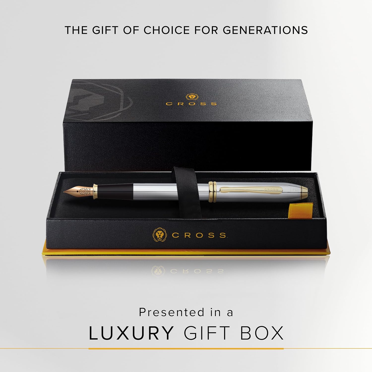 Cross Townsend Refillable Fountain Presented in a Luxury Gift Box - Medium Point, Black Ink, Medalist
