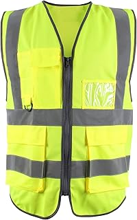 Blackrock Yellow Premium Warnwesten mit Taschen, ID-Tasche und Schlüsselschlaufe, Herren/Damen reflektierende Warnwesten mit Taschen und sicherem Reißverschluss, Sicherheitsweste, EN zertifiziert