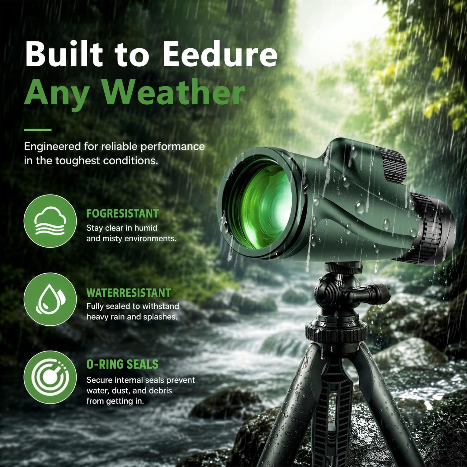 Monocular Telescope 80x100, Wide Field HD Monoculars for Adults with Tripod & Phone Adapter, Perfect for Bird Watching, Hunting, Hiking & Outdoor Activities -Green