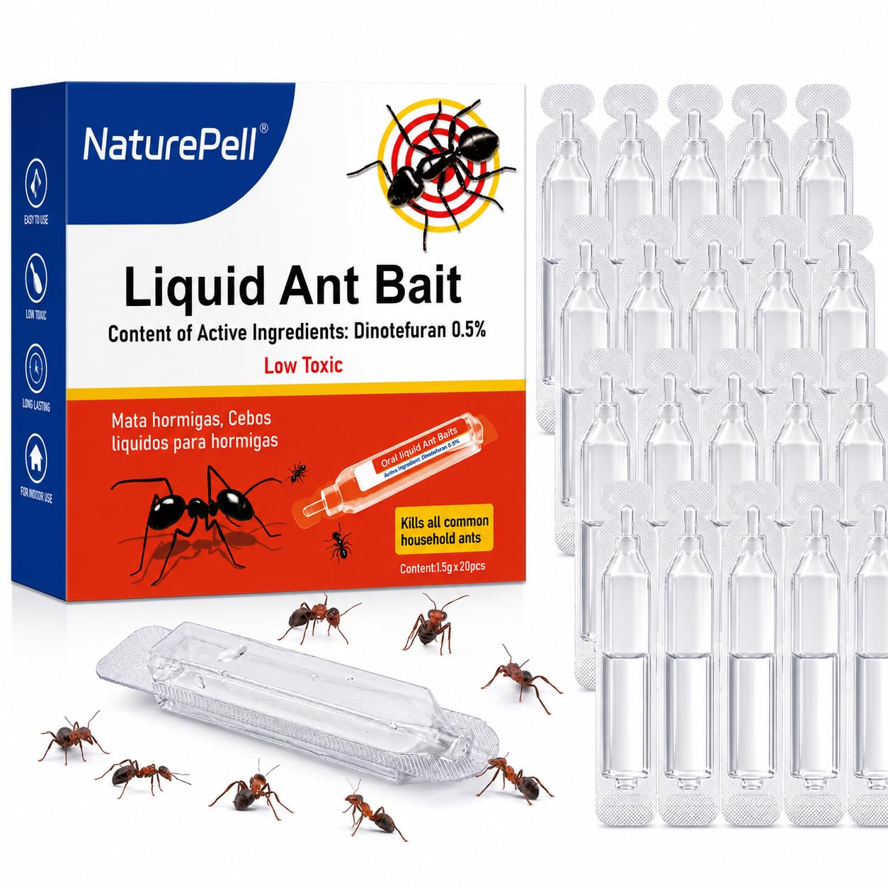 20 Pack Ant Killer Bait Stations, Liquid Ant Bait, Ready to Use Indoor & Outdoor Ant Traps, Fast Acting Long Lasting Ant Killer, Helps Control Ant Colonies for Home, Kitchen, Garage & Garden