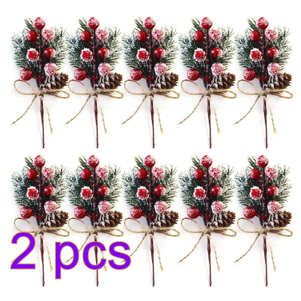 Weihnachten Kiefernnadeln ，Künstliche Kiefernnade 20 Stück 5,9 Zoll Weihnachtskiefernpicks, künstliche Kiefernnadeln