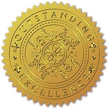 CRASPIRE 100pcs Embossed Gold Foil Certificate Seals Self Adhesive Sticker Medal Decoration Stickers Certification Graduation Corporate Seals Notary Seals Envelopes(Outstanding Excellence)