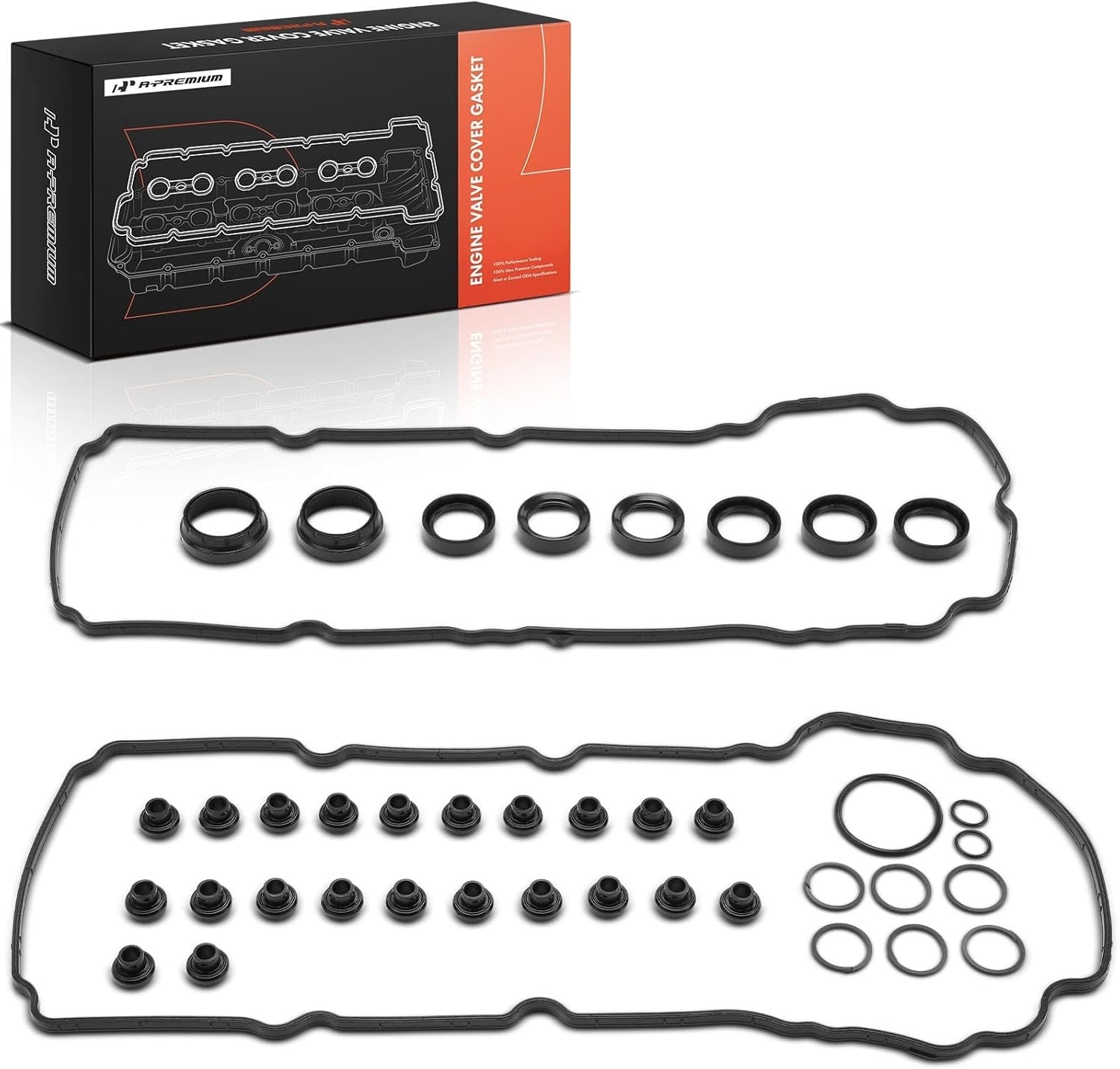 A-Premium Engine Valve Cover Gasket Set Compatible with Ford, Mazda, Lincoln & Mercury Models - Fusion 2010, Edge 2007-2010, Taurus X 2008-2009, Taurus, Flex, 6, CX-9, MKZ, MKX, MKS, MKT, Sable
