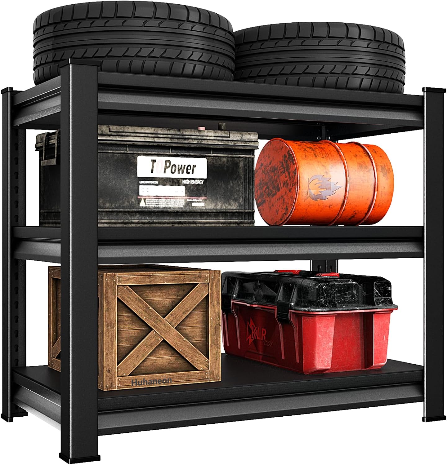 Huhaneon 36''W Garage Shelves Heavy Duty - 1,200Lbs Steel Metal Adjustable Utility Storage Shelving Rack Units 36" W x 16" D x 36" H 3 Tier Black