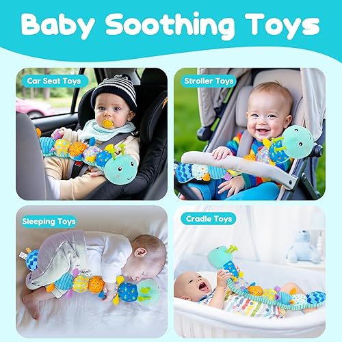 Miniatura 6 de Juguetes para bebés de 0 a 6 meses, peluche musical de oruga para bebés de 6 a 12 meses, juguete sensorial de dentición con sonajero arrugado para
