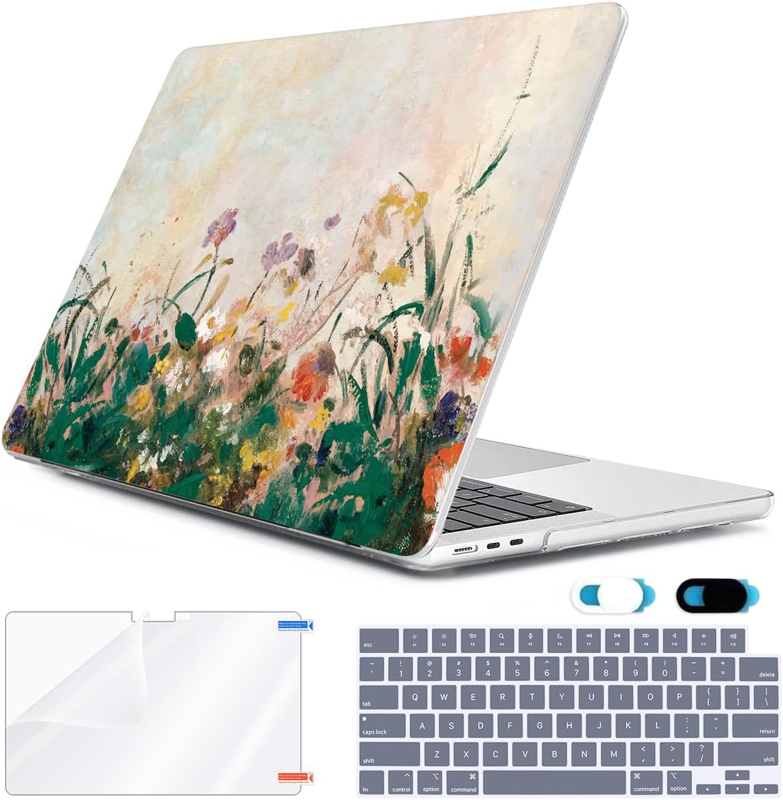 Compatible with MacBook Air 15 inch Case 2026 2025-2023 Release A3448 M5 A3241 M4 A3114 M3 A2941 M2 with Retina Display, Hard Shell Case&Keyboard Cover&Webcam Cover&Screen Film, Oil Painting