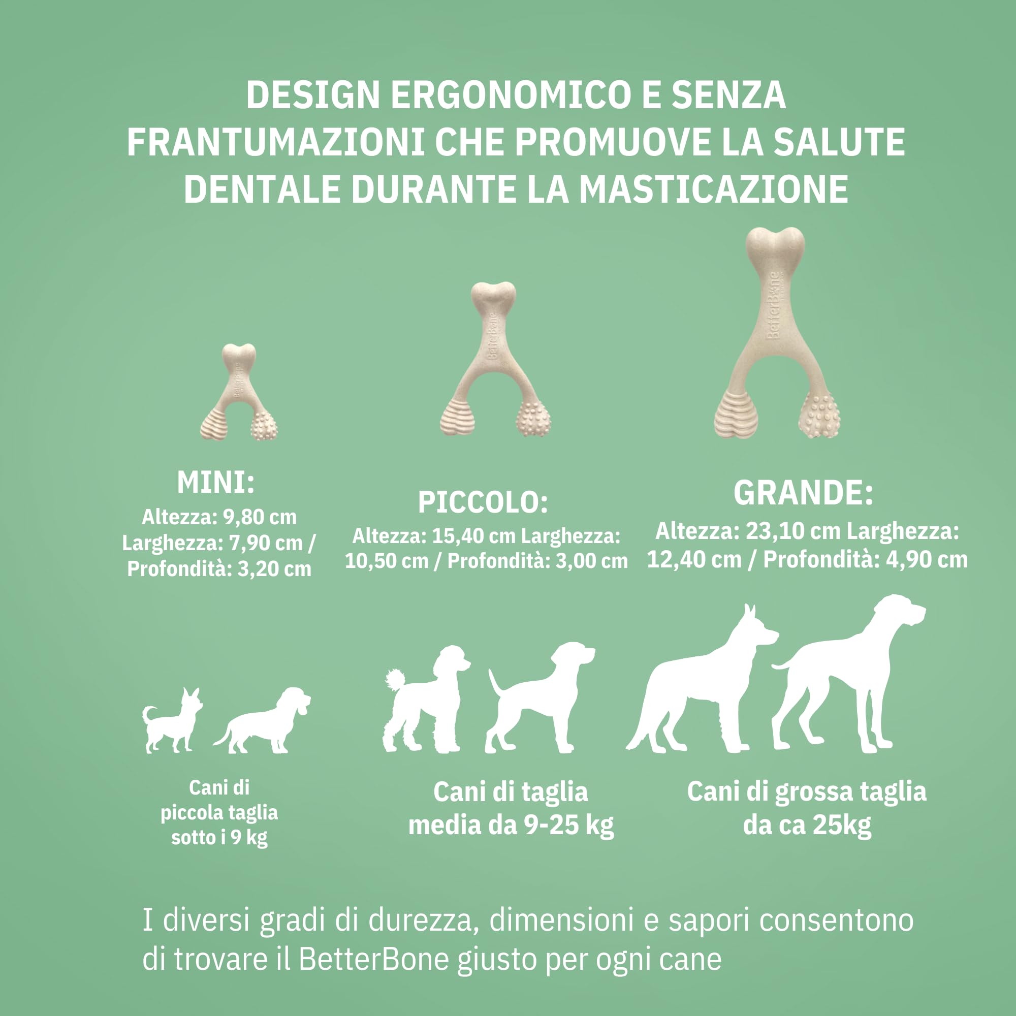 BetterBone - Giocattolo per cani da masticare – Small Medium Beef – Osso da masticare per cani senza nylon e OGM a base di cellulosa – Giocattolo da masticare medio con sapore di manzo – Legno da