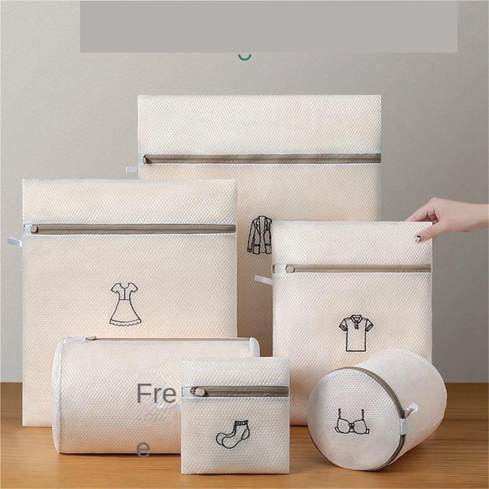 Juego de 6 bolsas lavandería malla con cremallera, ideales for prendas delicadas, lencería, viajes y organización. Reutilizables lavables a máquina Para Tenis