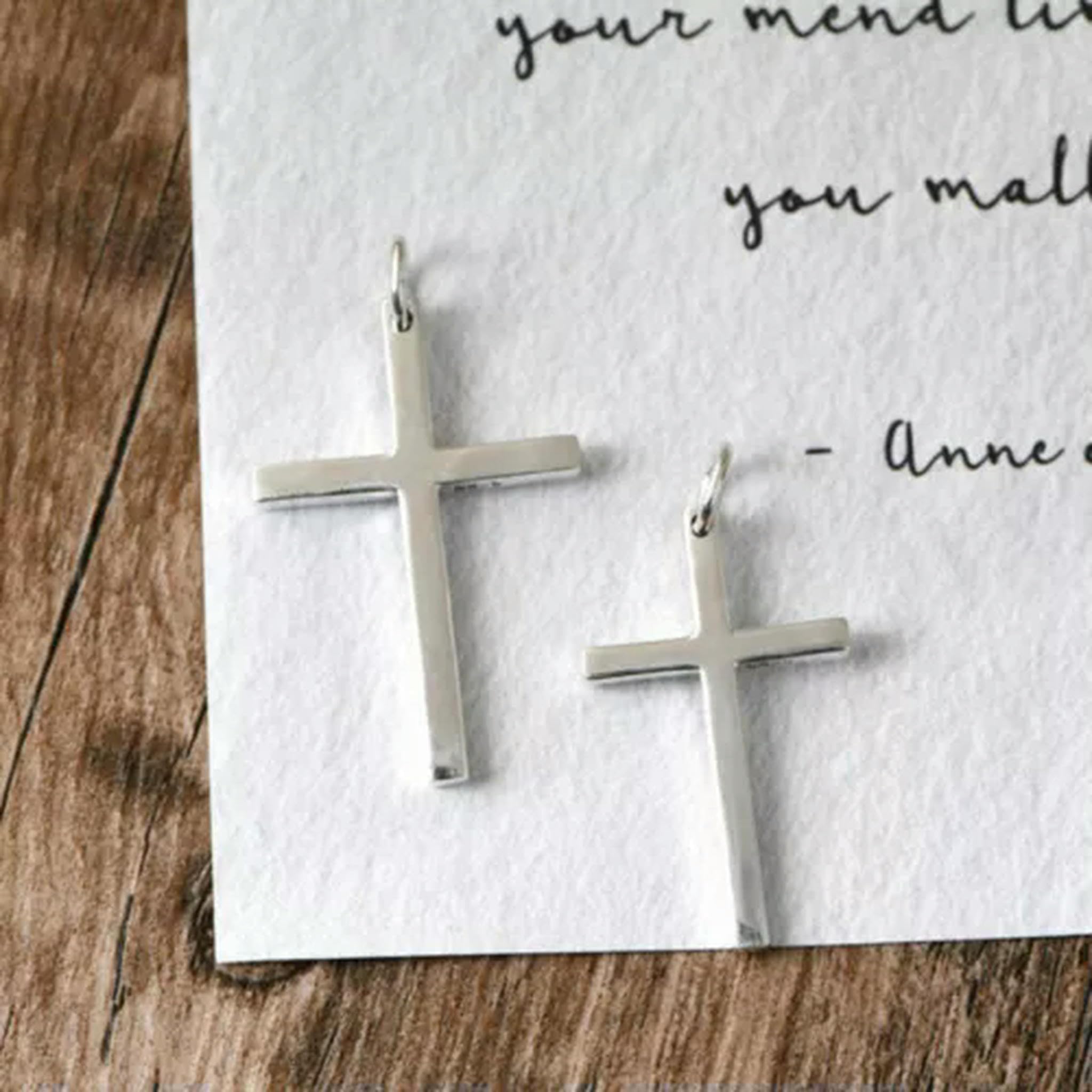 Pendentif croix en argent sterling mixte 33x18mm collier ras de cou A2239