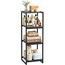 4-Tier Bathroom Shelving Unit, Narrow Corner Slim Rack, Black