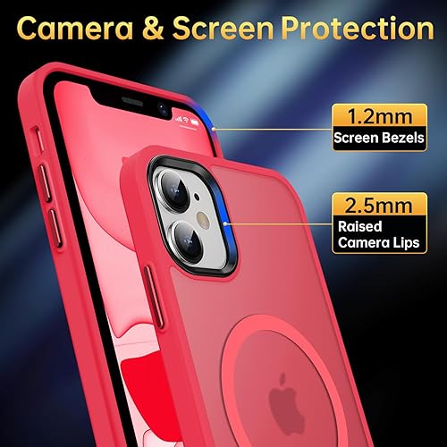 Miniatura 4 de Funda magnética para iPhone 11, probada en caídas de grado militar compatible con MagSafe a prueba de golpes, translúcida y dura, suave funda