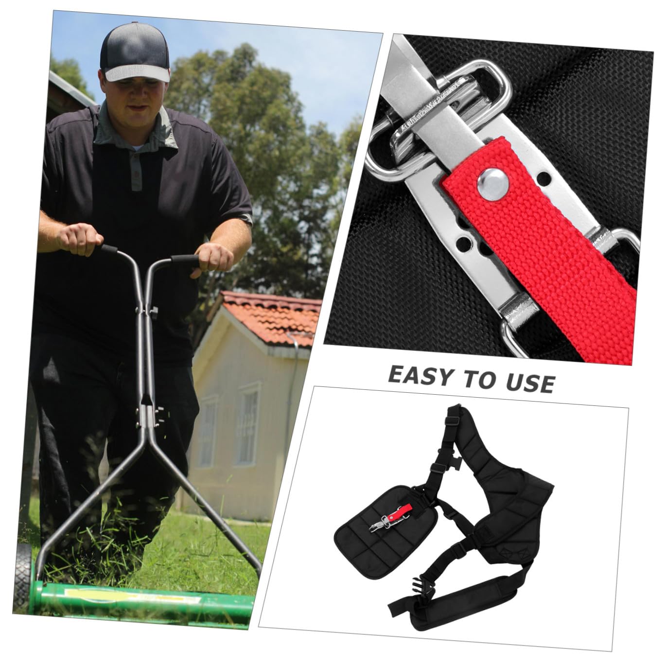 Harnais Double Épaule Rembourré pour Débroussailleuse Jardin Ceinture Ajustable Compatible Echo pour Tonte Confortable et Répartition Optimale Charge