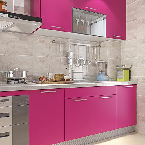 Miniatura 3 de Livelynine Papel tapiz adhesivo rosa intenso de 15.8 x 197 pulgadas para dormitorio, niñas, adolescentes, habitación de niños, guardería, cubículo,