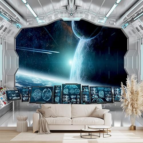 Mural de pared de techo Galaxy Space Nave para baño, sala de estar, dormitorio, 137 x 96 pulgadas (no se puede despegar ni pegar)