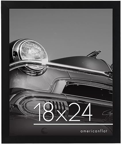 Miniatura 5 de Americanflat Portarretratos negro de 12 x 18 pulgadas, madera compuesta con vidrio inastillable y marco de póster de 18 x 24 pulgadas, madera