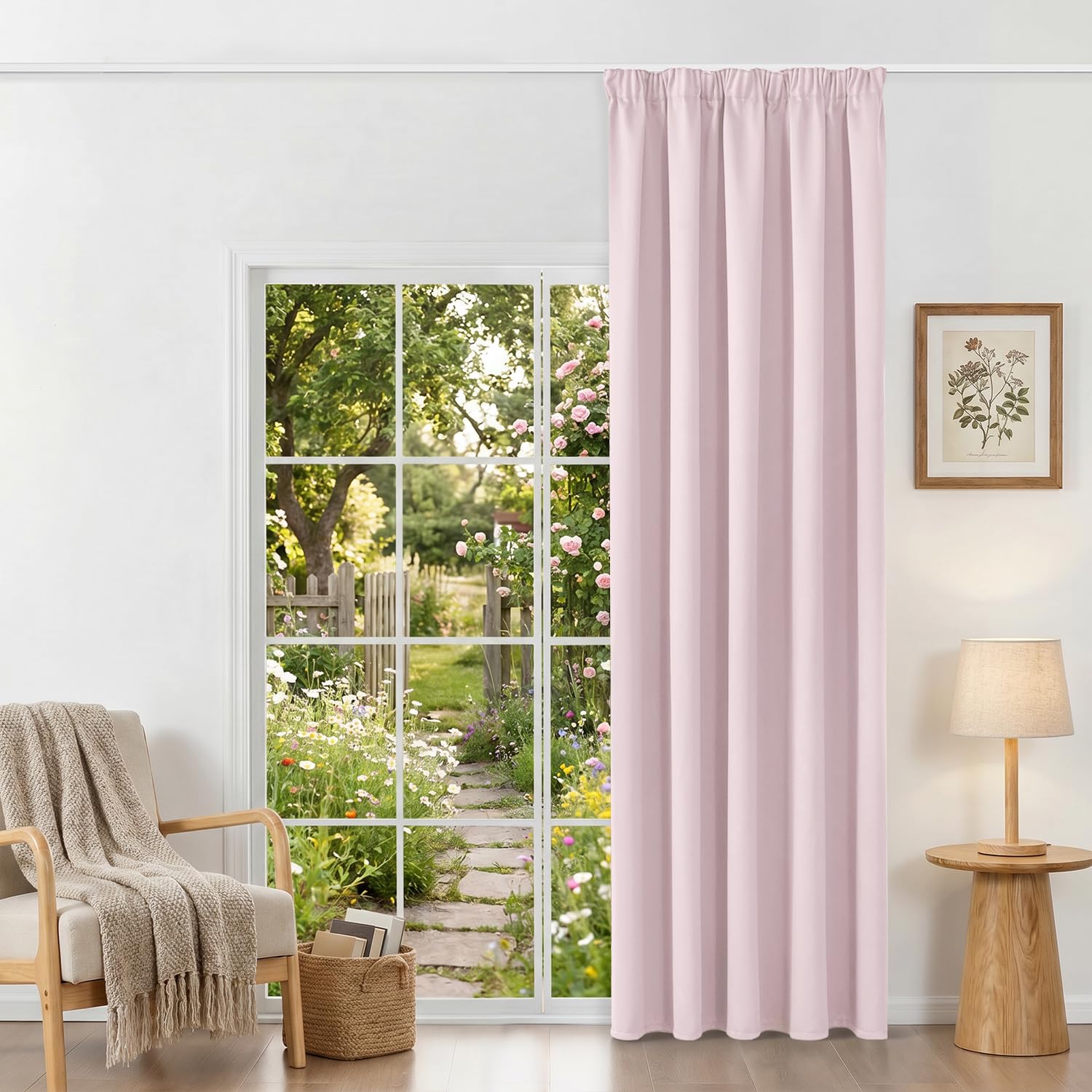 Runyéla Pencil Pleat Blackout Curtains for Bedroom Thermal Curtain Custom Size Kitchen Living Room 2 Panels Light Pink