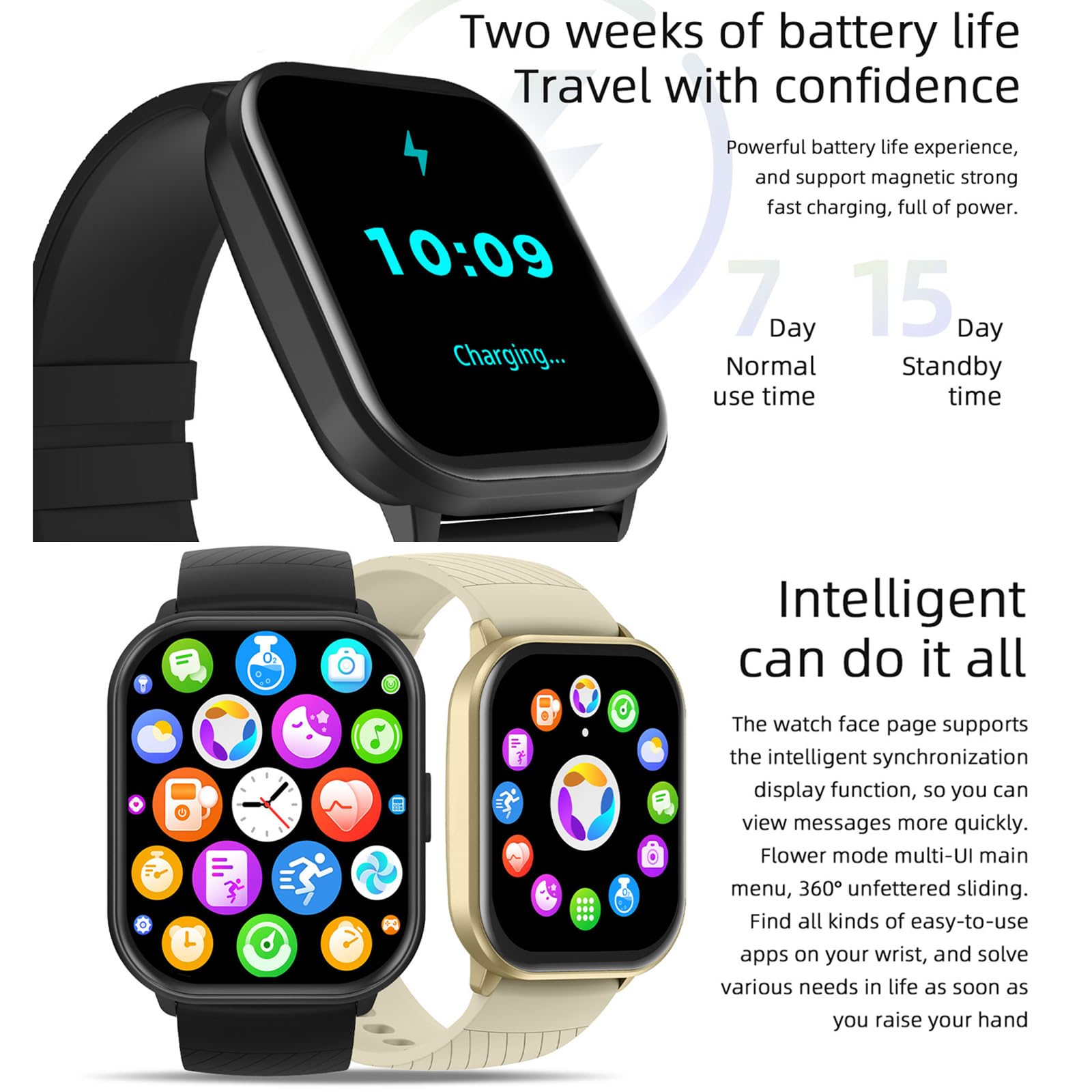 smartwatch donna uomo con funzione telefono 2.01 pollici fitness tracker contapassi, cardiofrequenzimetro, pressione sanguigna, IP68, impermeabile, touch screen da polso per Android iOS