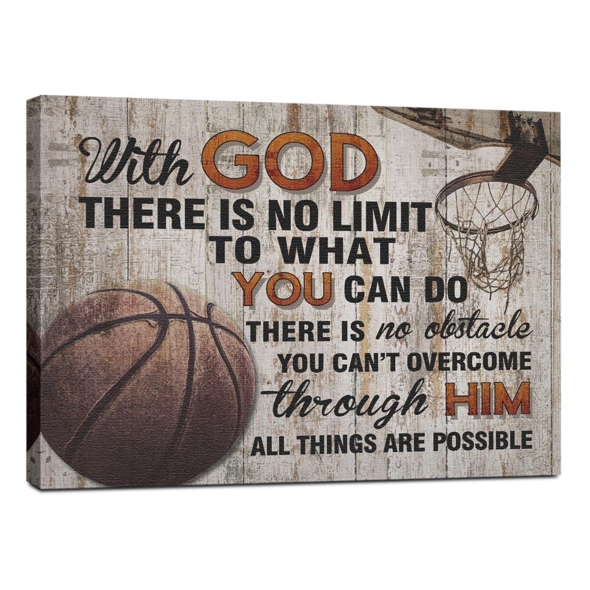 Xginerfex Framed Sports Wall Decor: Basketball Theme Canvas Art Poster, Motivational Quote Print For Man Cave, Game Room, Sports Room, Home Decor(,12X18inch(30X45cm))