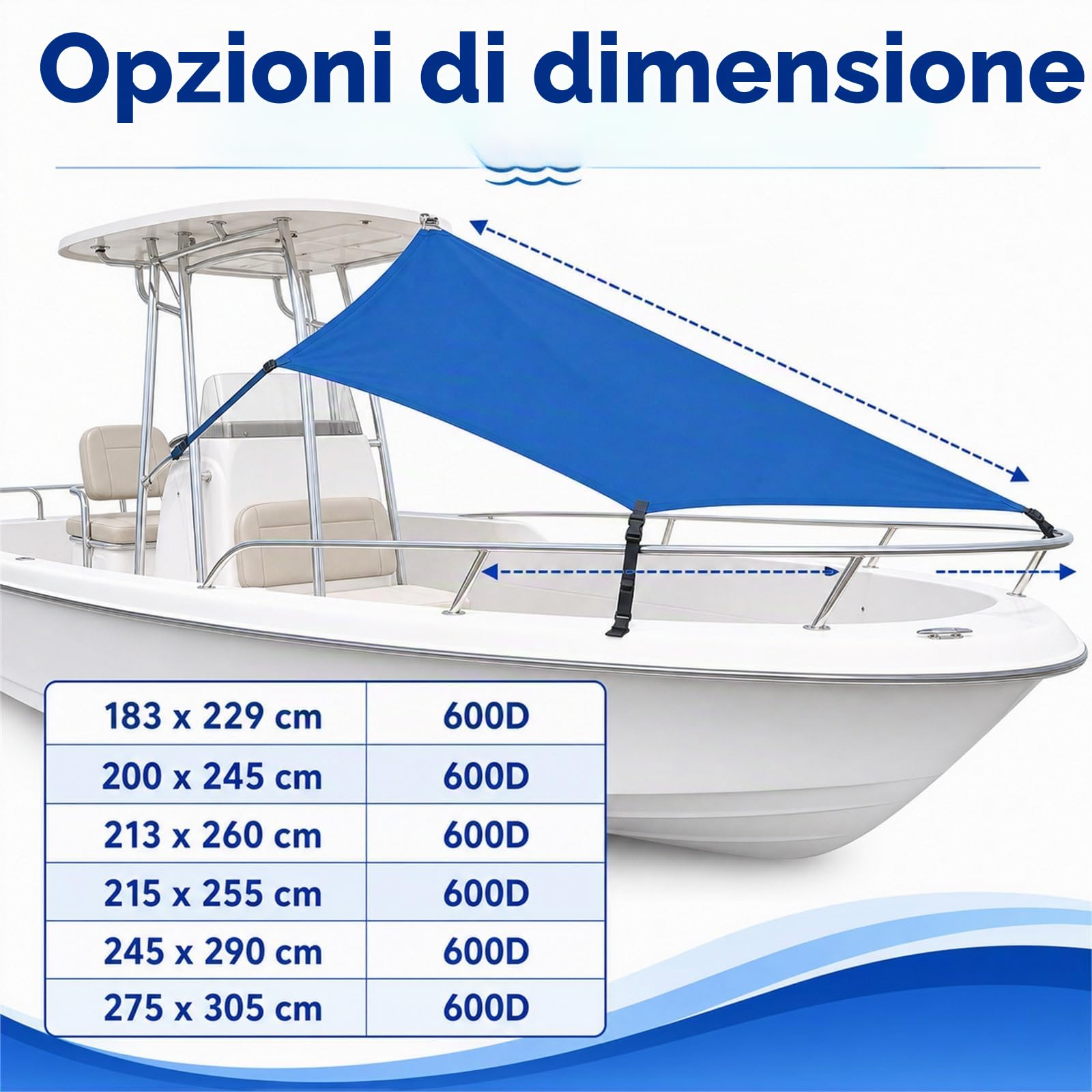 Estensione Tendalino A T,Tendalino per Prua,T Top Parasole per Barca,Tendalino Parasole per Gommone,Resistente Ai Raggi UV,per Yachts,Motoscafi E Barche da Pesca