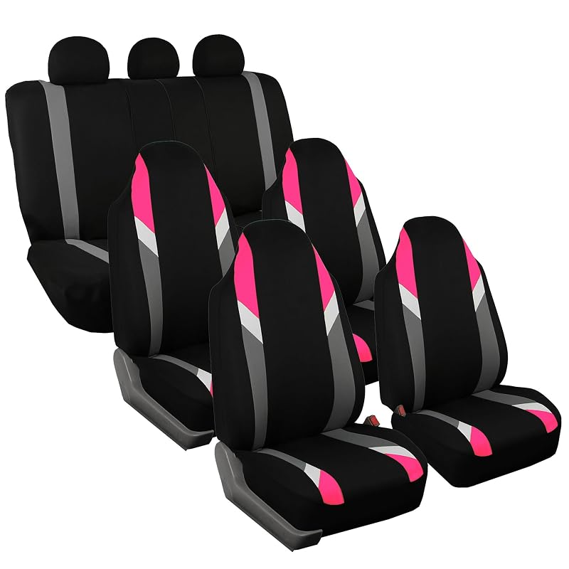 Capas para Bancos FH Group para 3 Fileiras e 7 Lugares, Estampa Listrada Rosa e Preta