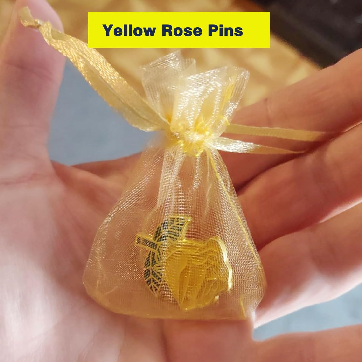 12/50/100Pcs Yellow Rose Pins Bulk 1.2“ -Valentine's Day Flower Enamel Lapel Pin Brooch Badge Gifts For Men Women Clothes Bags Hats