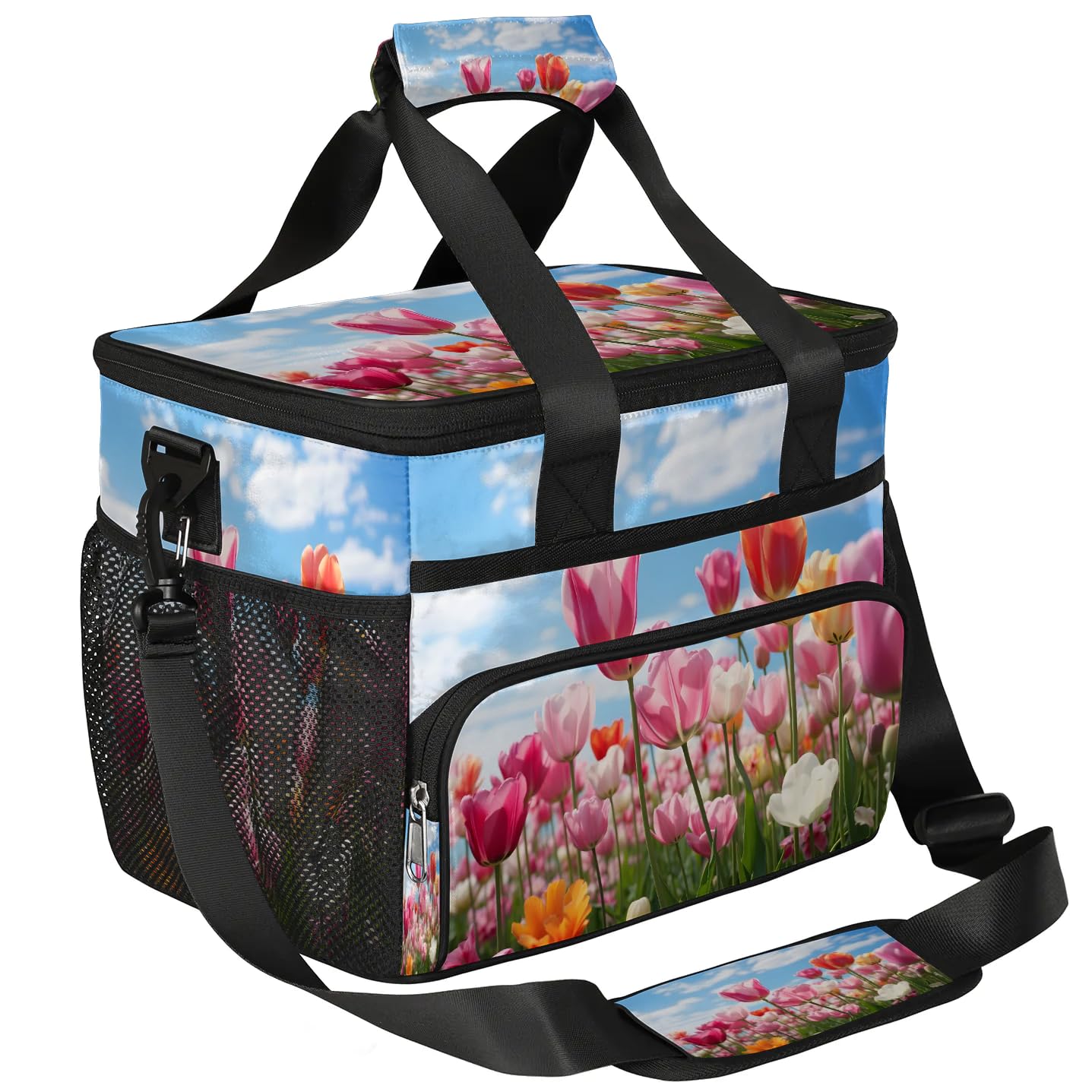 Lunch Box for Men Heavy Duty Insulated Lunch Bag for Women Flower Tulips Lunchbox for Adults Lunch Cooler