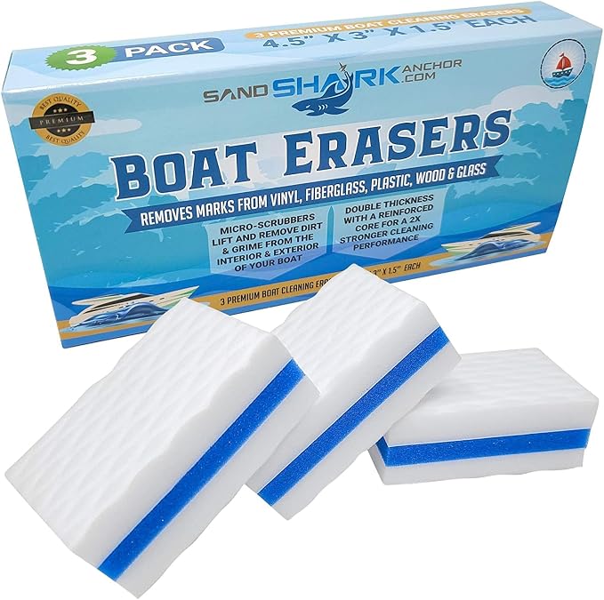 SandShark Boat Hull Cleaner | Magic Eraser Sponge, Boat Accessories Gifts for Cleaning Must Have Pontoon Boat Accessories, Cleaner Gadgets for Men or Women, Scuff Erasers Vinyl Cleaner