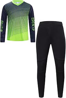Chándal de portero para niños y niños, uniforme de fútbol, manga larga, acolchado, camiseta de portero + pantalones largos de portero, juego completo