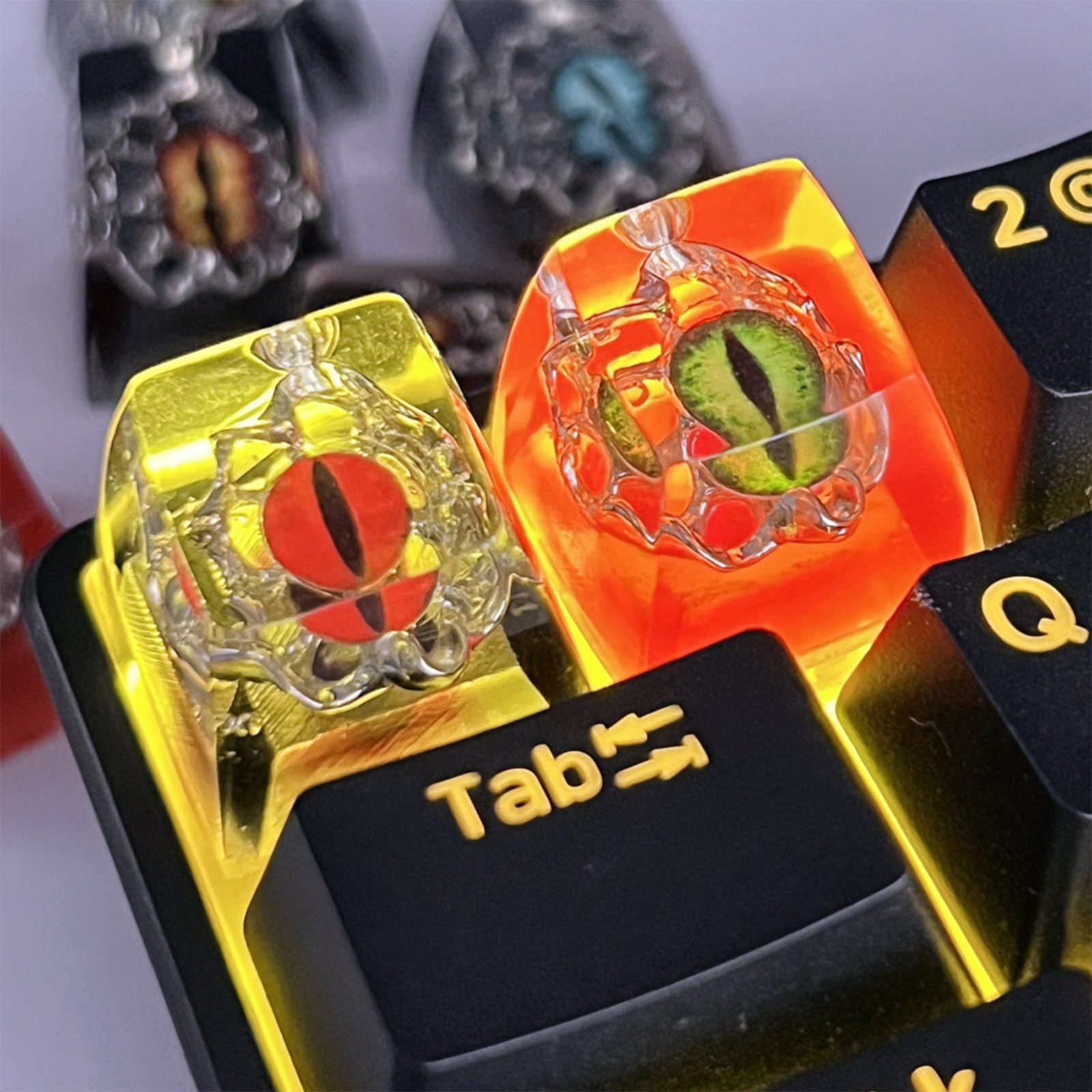 Mechanische Tastatur aus Kunstharz, Cartoon-Augenmuster, Höhe, durchscheinende Tastenkappe für mechanisches Zubehör, leichte Harz-Tastenkappen