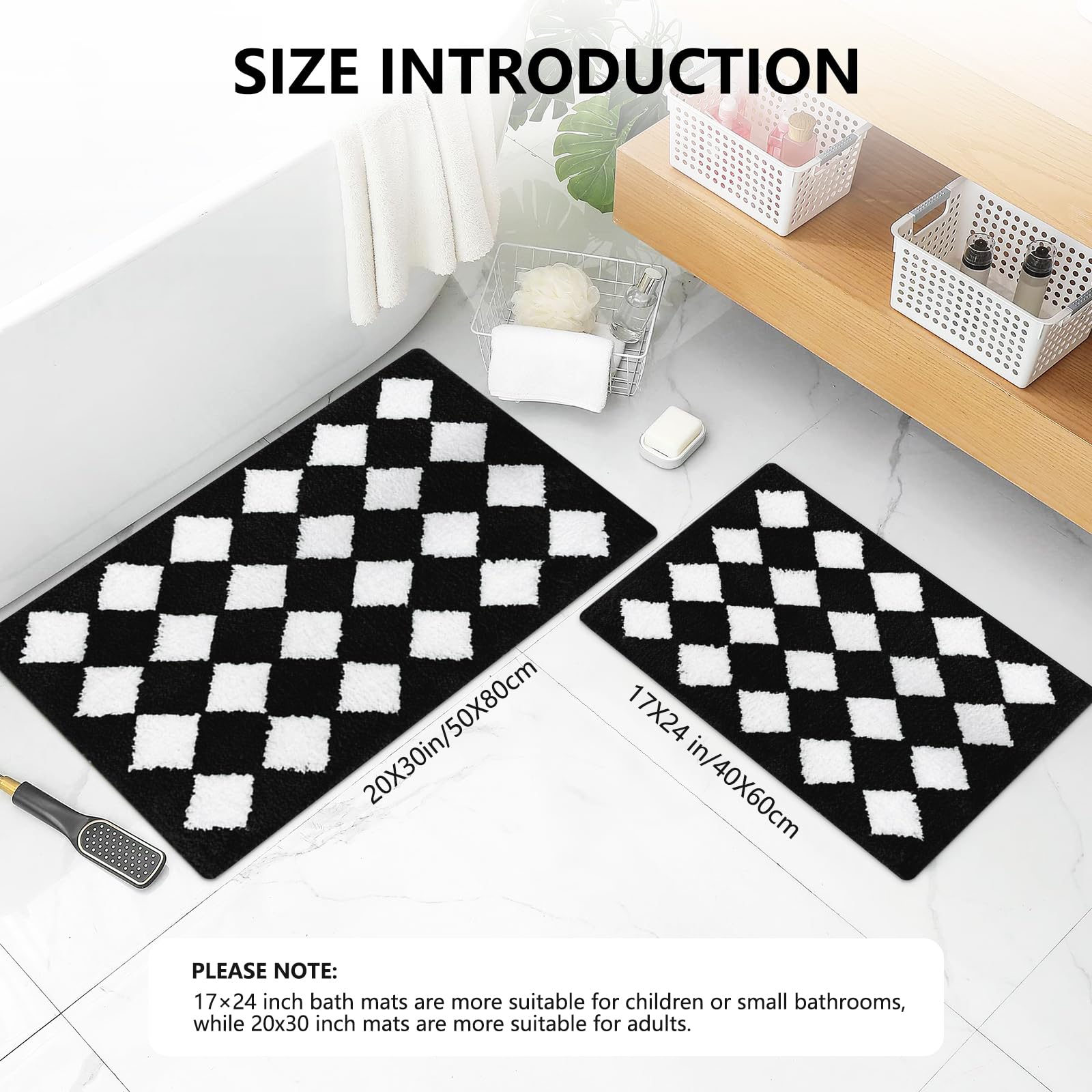 APROPHIC Alfombra de baño antideslizante y absorbente de agua, alfombra de microfibra suave para lavandería, dormitorio, bañera, fregadero, 20 x 30 pulgadas
