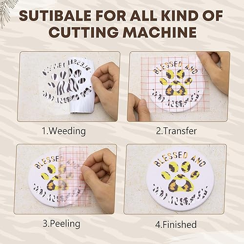 Miniatura 88 de Tintnut Vinilo permanente – 10 hojas de 12 x 10 pulgadas, hojas de vinilo adhesivo permanente de leopardo arcoíris, vinilo adhesivo permanente