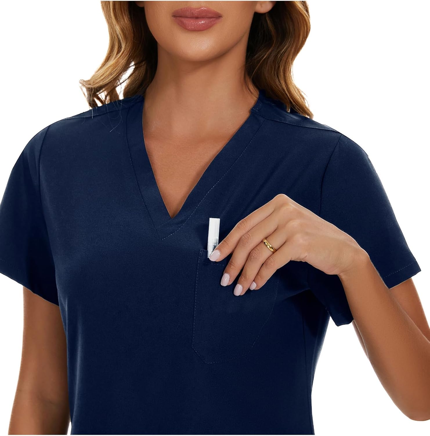 COZYFIT Scrub Tops for Woman - Soft Stretch, V-Neck Top Scrubs with 3 Pockets, Easy Care for Women - Image 5